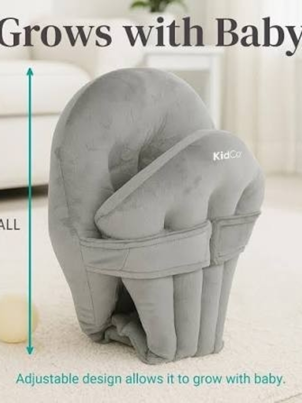 Kidco Hugga Pod Gray Infant Head Support Pillow - Adjustable Baby Support